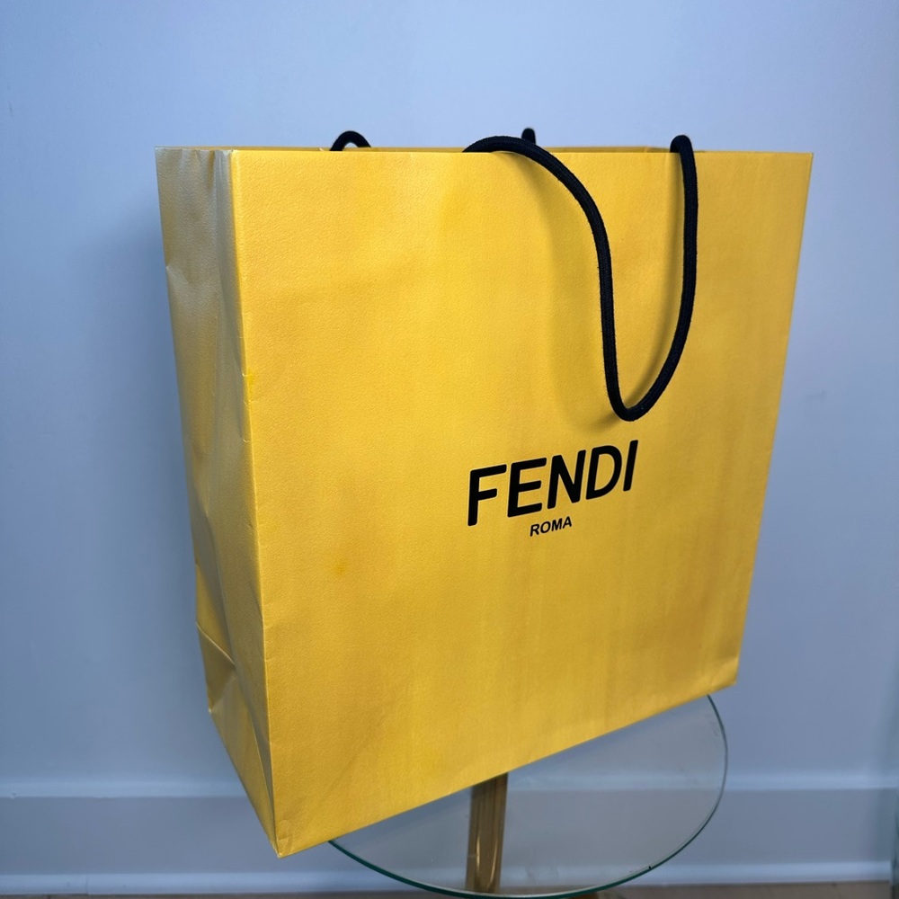 Fendi Yellow Shopping Bag with Black Rope Handles